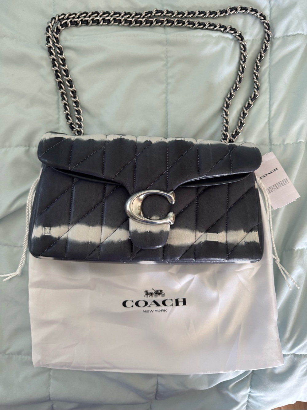 NWT Coach Tabby Tie Dye 26 Leather Shoulder Bag Silver Chain